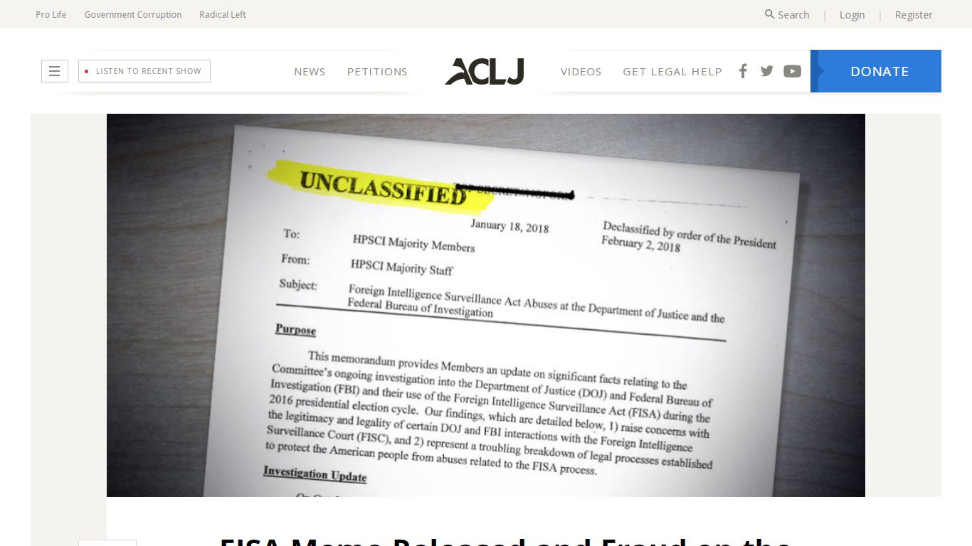 FISA Memo Released and Fraud on the FISA Court Revealed